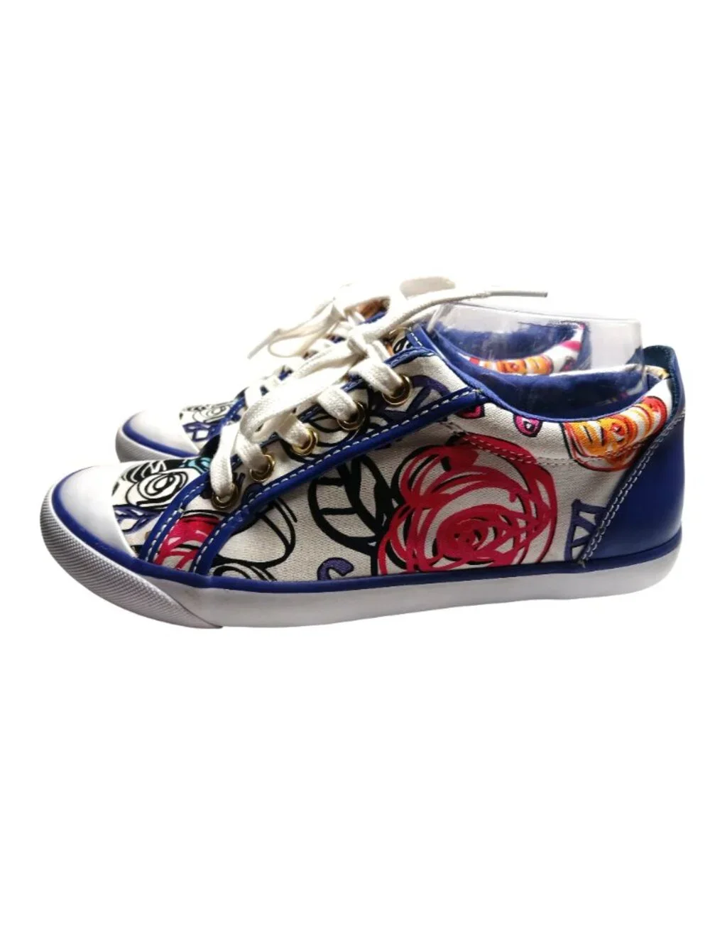 Coach Womens Poppy Graffiti Canvas Sneakers Size 8 Floral Casual Shoes Retro - Picture 5 of 15